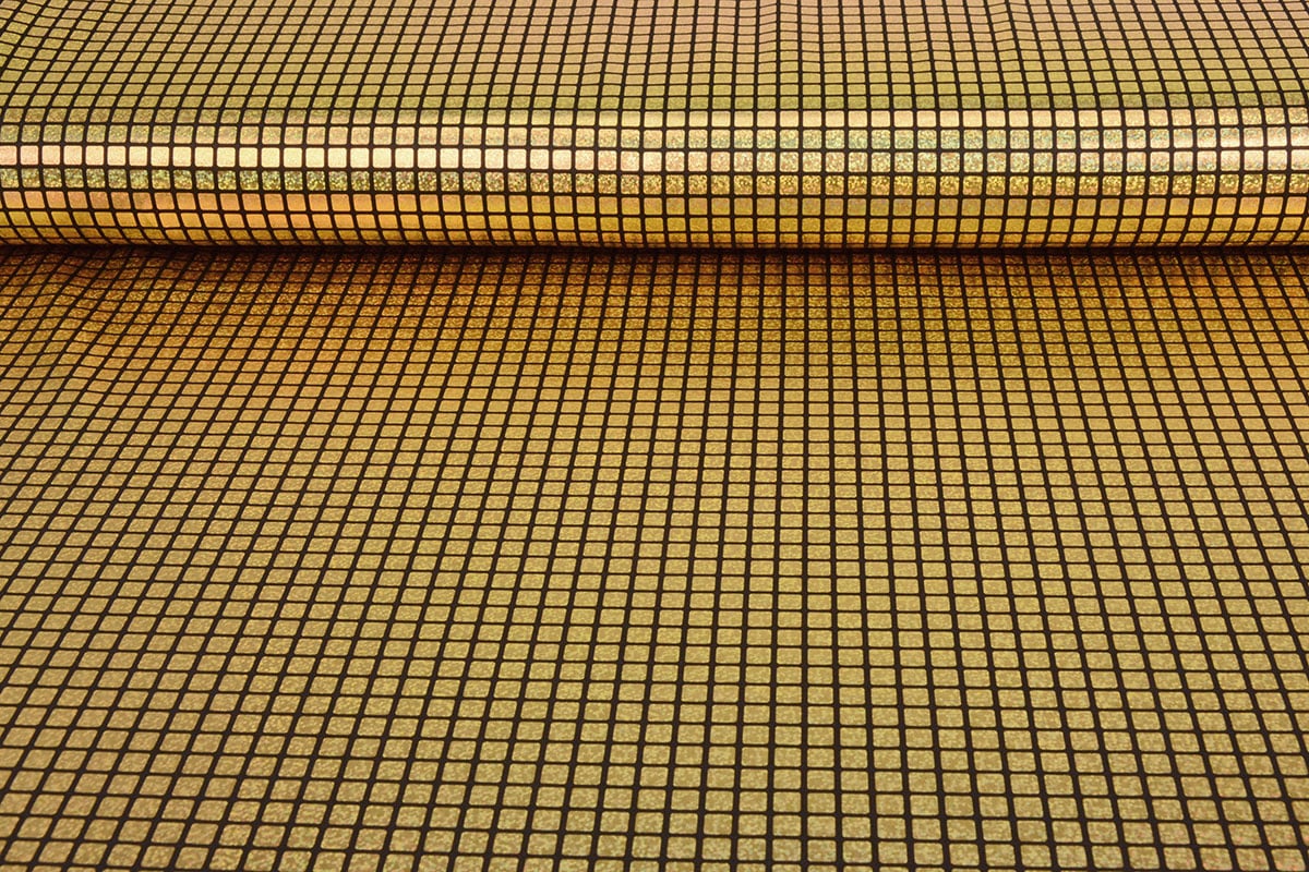 Tanzkleiderstoff Hologramm - Golden Squares 