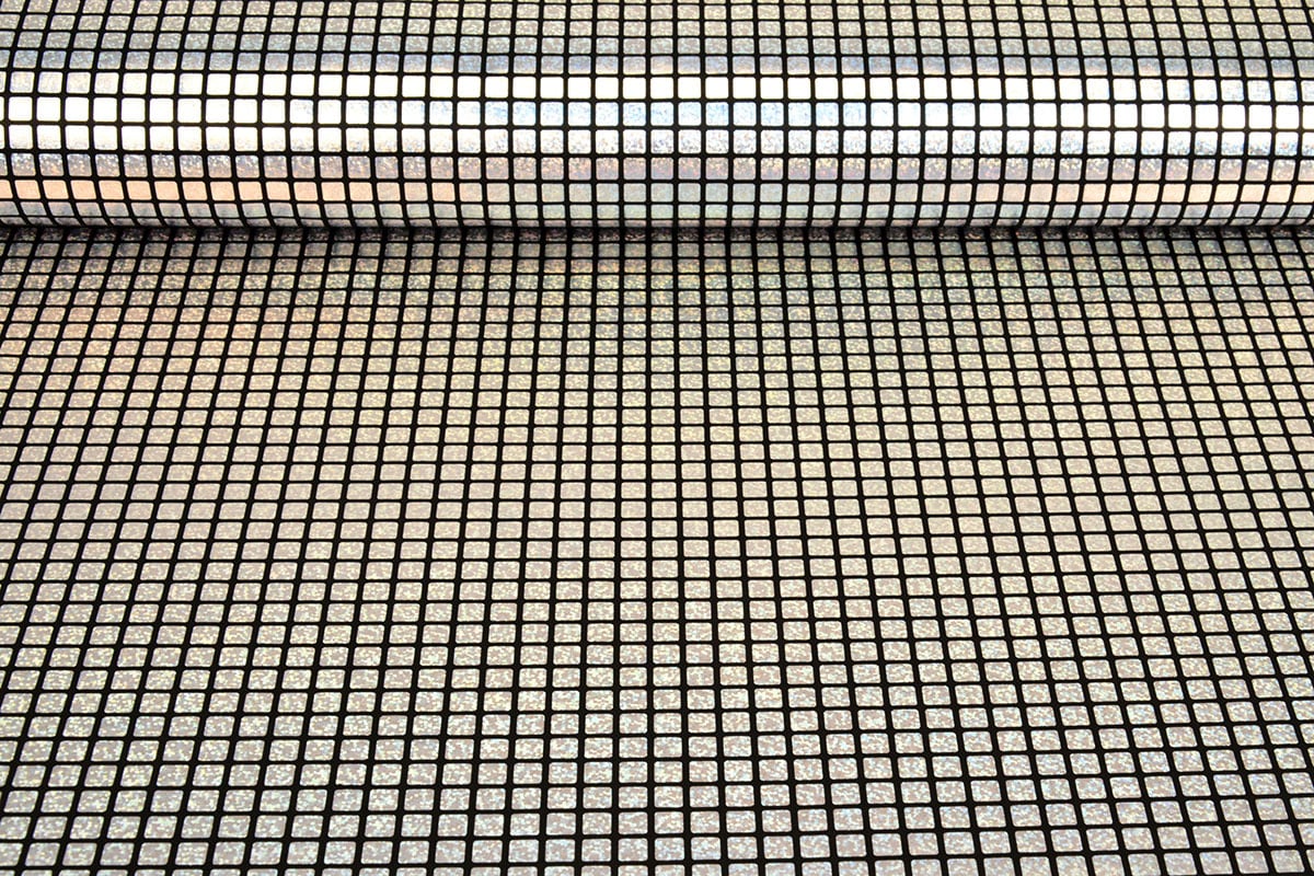 Tanzkleiderstoff Hologramm - Silver Squares 
