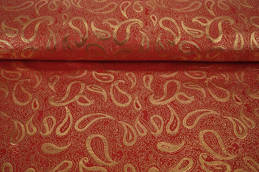 Brokat - Paisley - Rot/Gold 