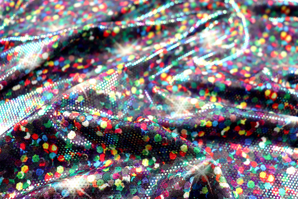 Tanzkleiderstoff Hologramm - Rainbow Confetti 
