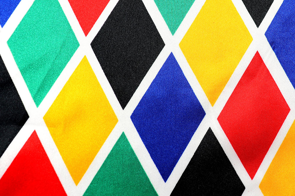 Satin - Rauten - Weiß/Bunt 