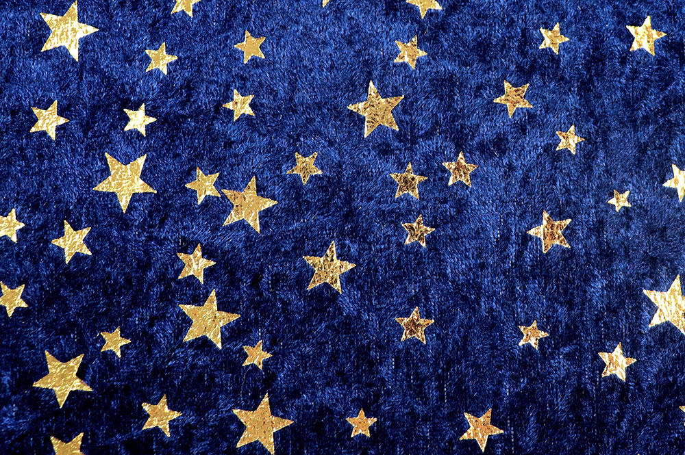 Pannesamt - Goldsterne - Nachtblau 