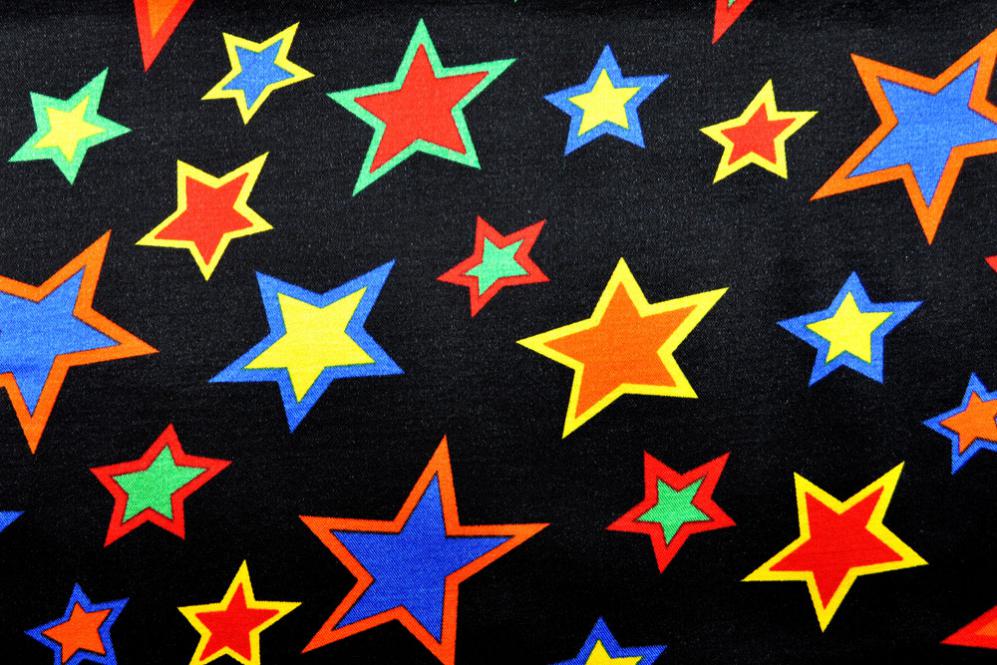 Kettsatin - Baumwolle/Viskose - Stars - Schwarz 