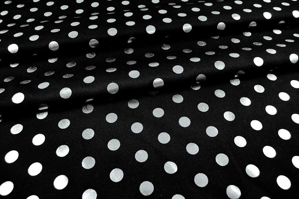 Universalstoff Shiny Dots - Schwarz/Silber 