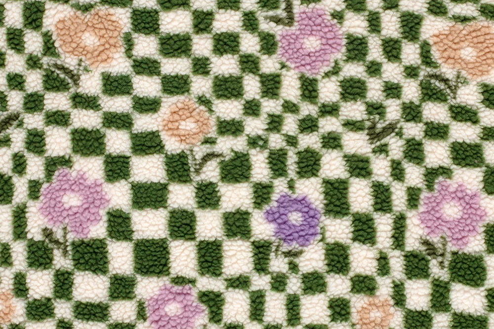 Sheerpa Fleece - Check & Blossom 