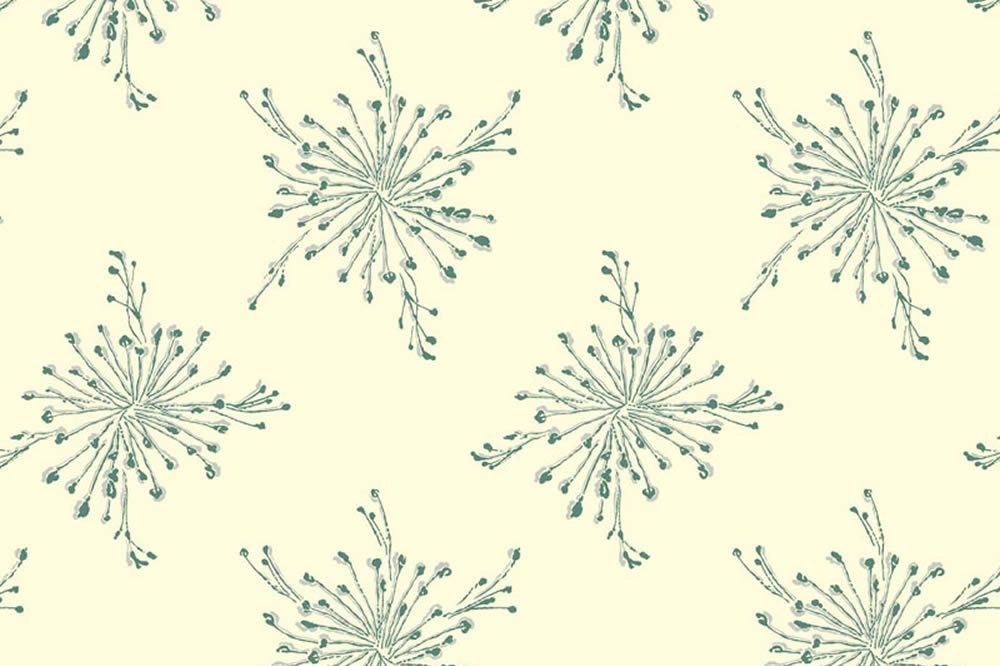 Modern Retro Blumendruck Petrol