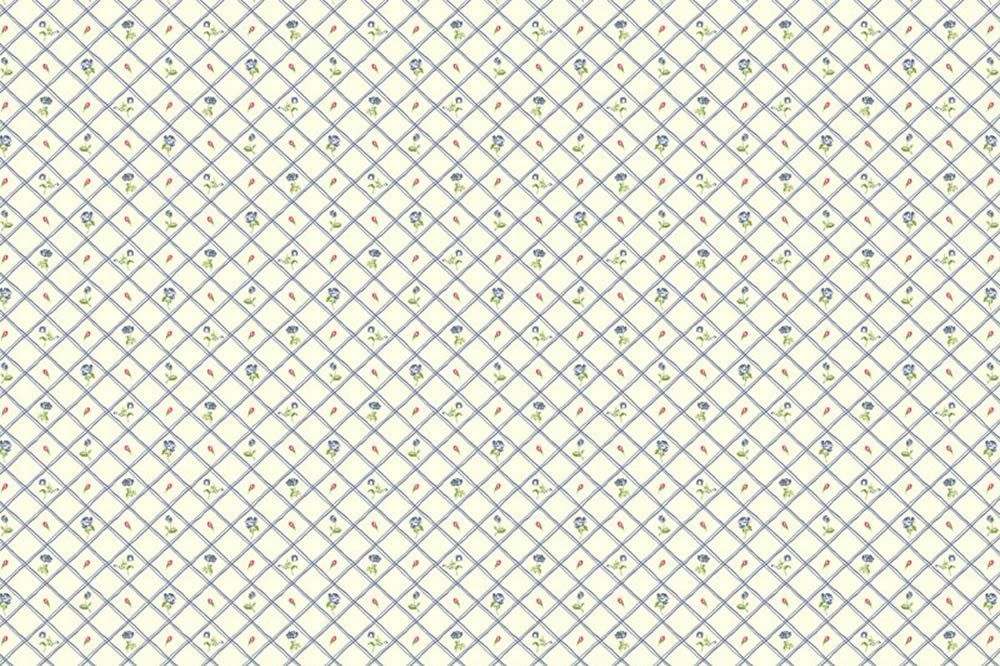 Blumen im Karo Creme/Blau