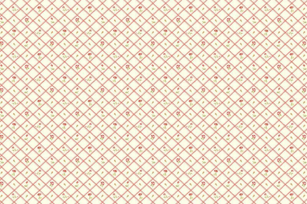 Blumen im Karo Creme/Rot