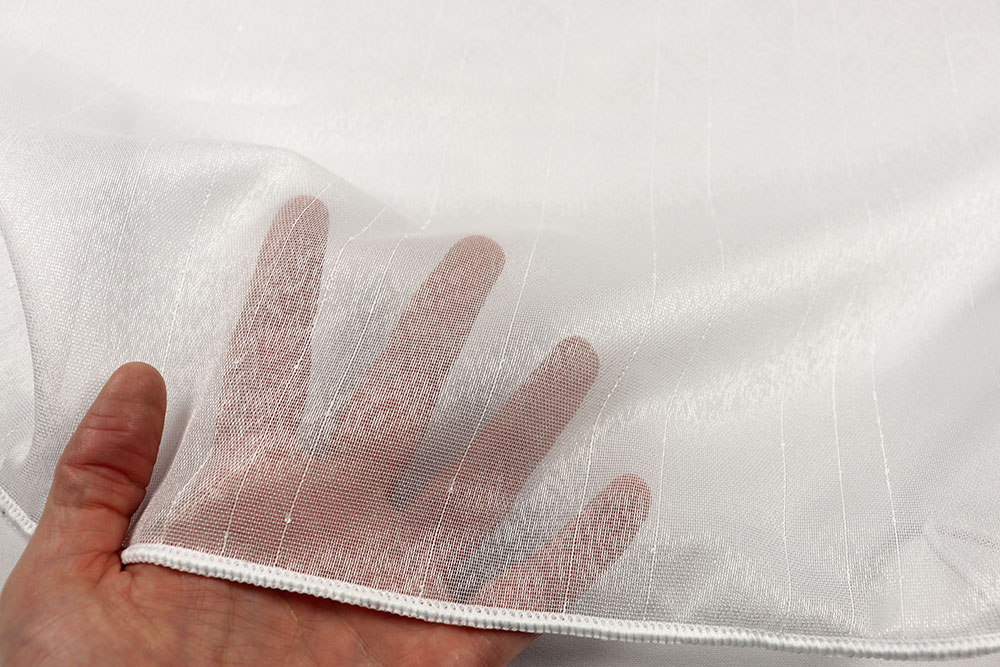 Gardinenstoff Saturn - Weiß transparent - 260 cm hoch- Bleiband 