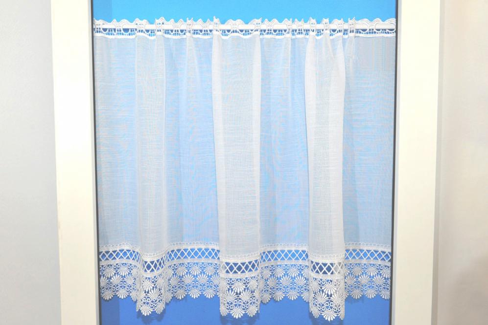 Scheibengardine Orleans - Weiß transparent - 50 cm hoch 