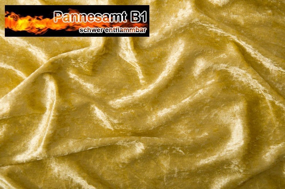 Pannesamt B1 - schwer entflammbar - Gold - 2,0 Meter 