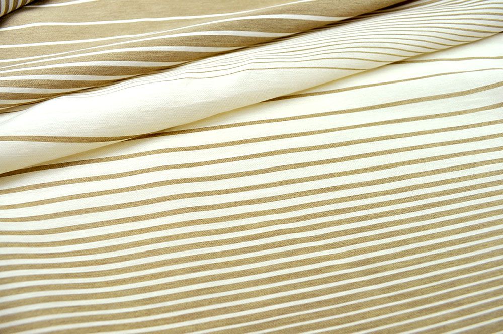 Gardinenstoff - Streifenverlauf Andorra - Creme/Hellbraun 