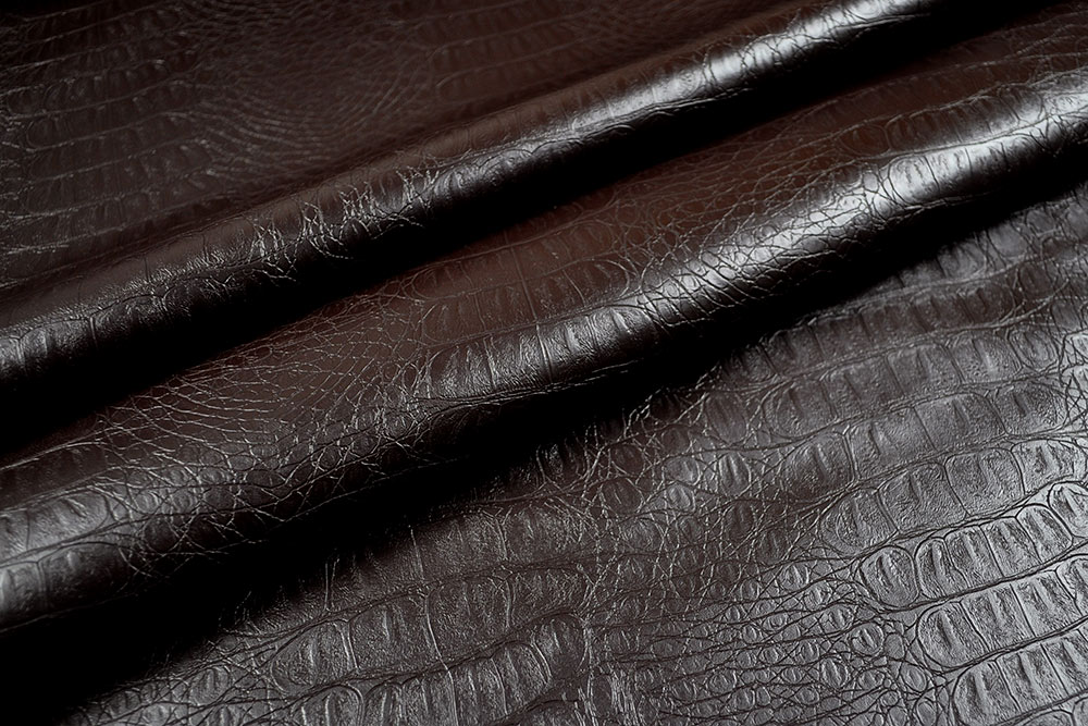 Kunstleder - Kroko-Stretch Nachtbraun