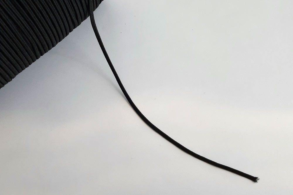 Elastik-Gummilitze - 2 mm breit - meterweise - Schwarz 