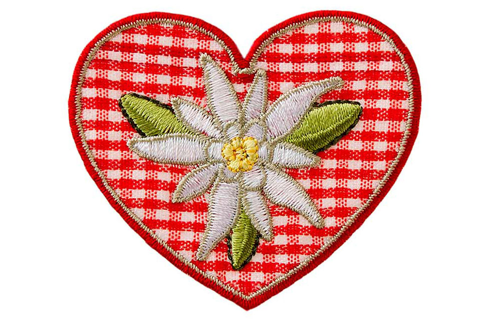 Applikation - Karo-Herz mit Edelweiß 