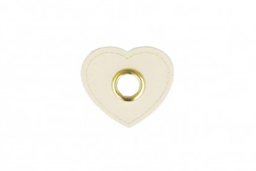 Ösen-Kunstlederpatch Herz - 4er-Pack - Creme 