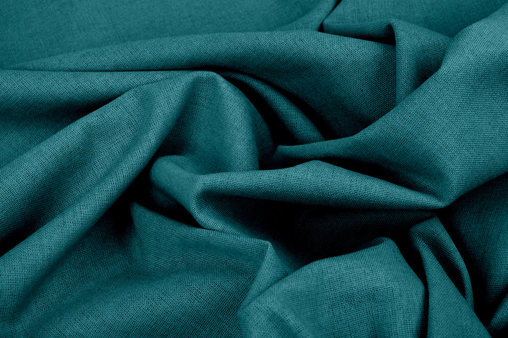 Leinen-Baumwoll-Stoff - Uni Petrol