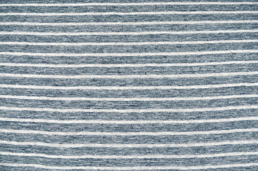 Leinenjersey - Ringel - Blau Melange - C-Ware - 2,0 Meter 