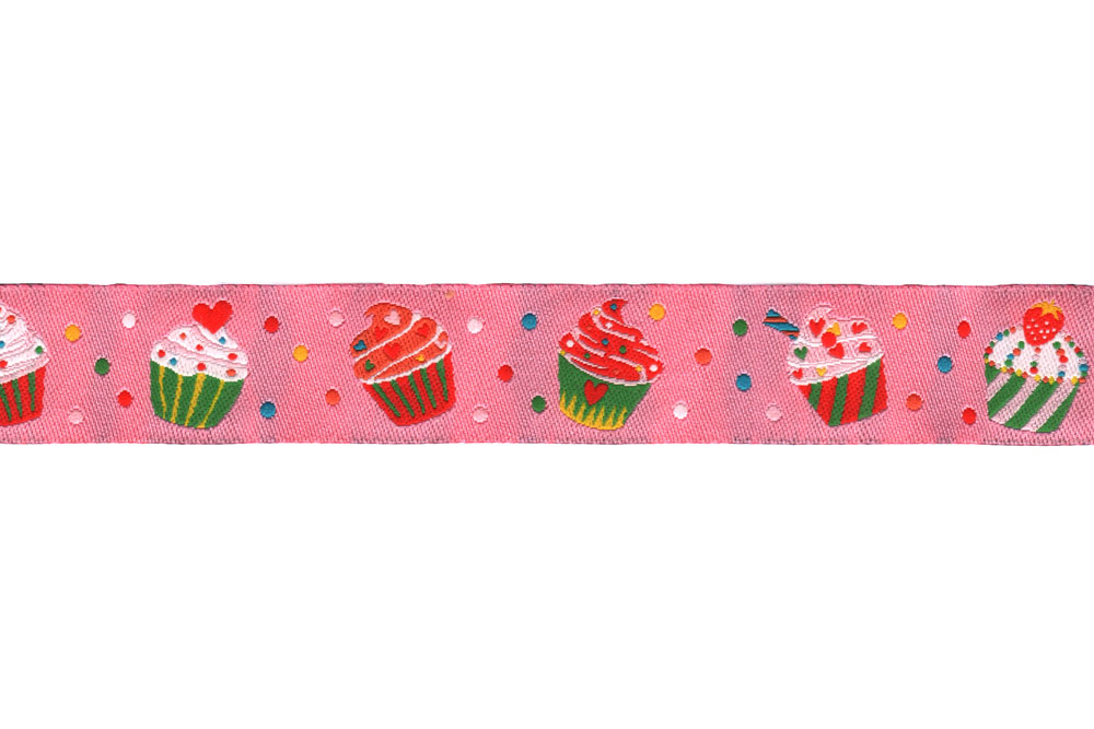 Jacquard-Borte - 2 cm breit - Cupcakes - Meterware 