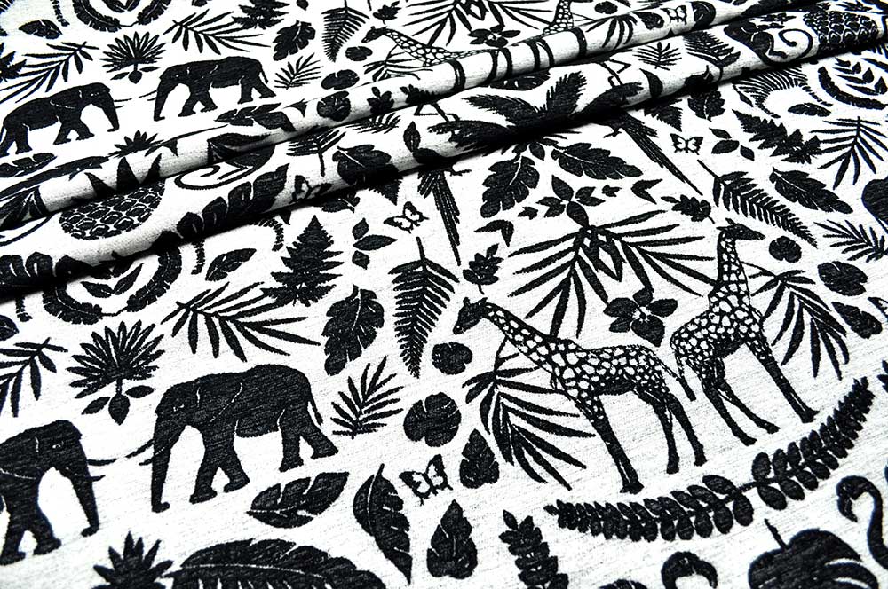 Wende-Jacquard Chenille - Afrika - Schwarz/Weiß 