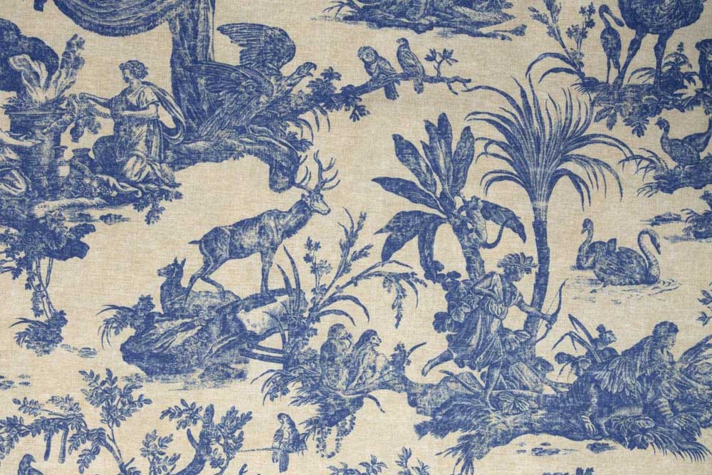 Möbelstoff Toile de Jouy - Athina - Blau - 280 cm 