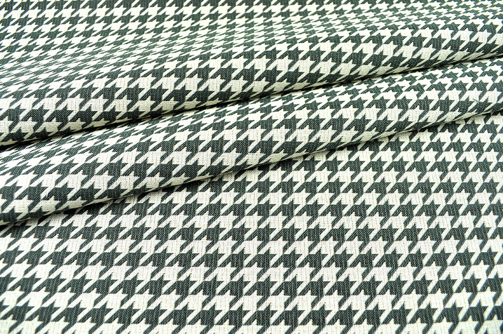 Outdoor-Stoff Gobelin - Hahnentritt - Grau/Creme 