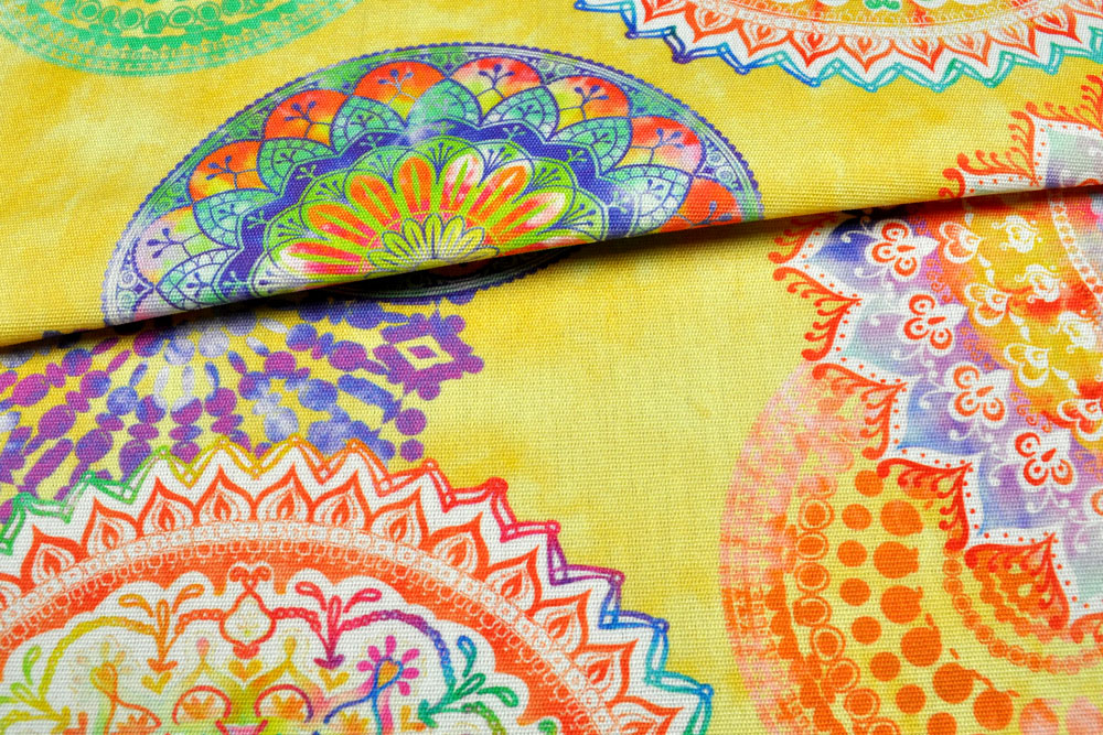 Outdoor-Stoff Dralon® - Mandala - Gelb 