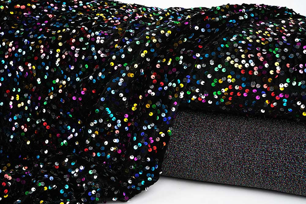 Pailetten auf Samt - Bunt 
