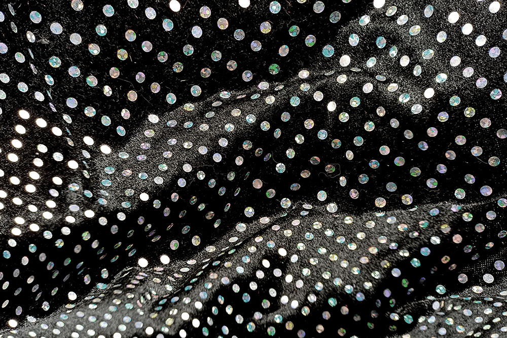 Silberpailletten-Pannesamt - Schwarz 