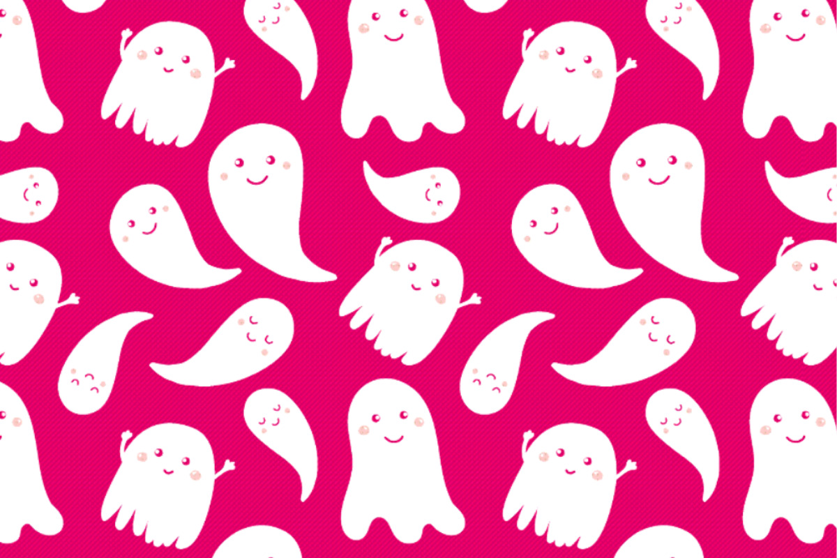 Satin - Kleine Geister Pink/Weiß