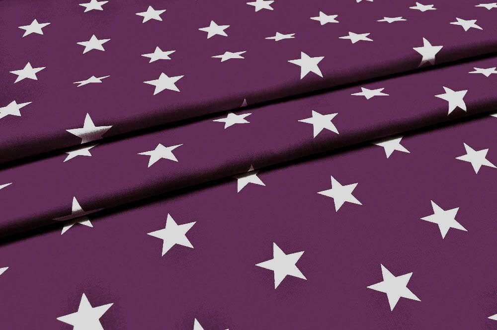 Patchwork-Stoff Léger - Big Stars - Lila/Weiß 