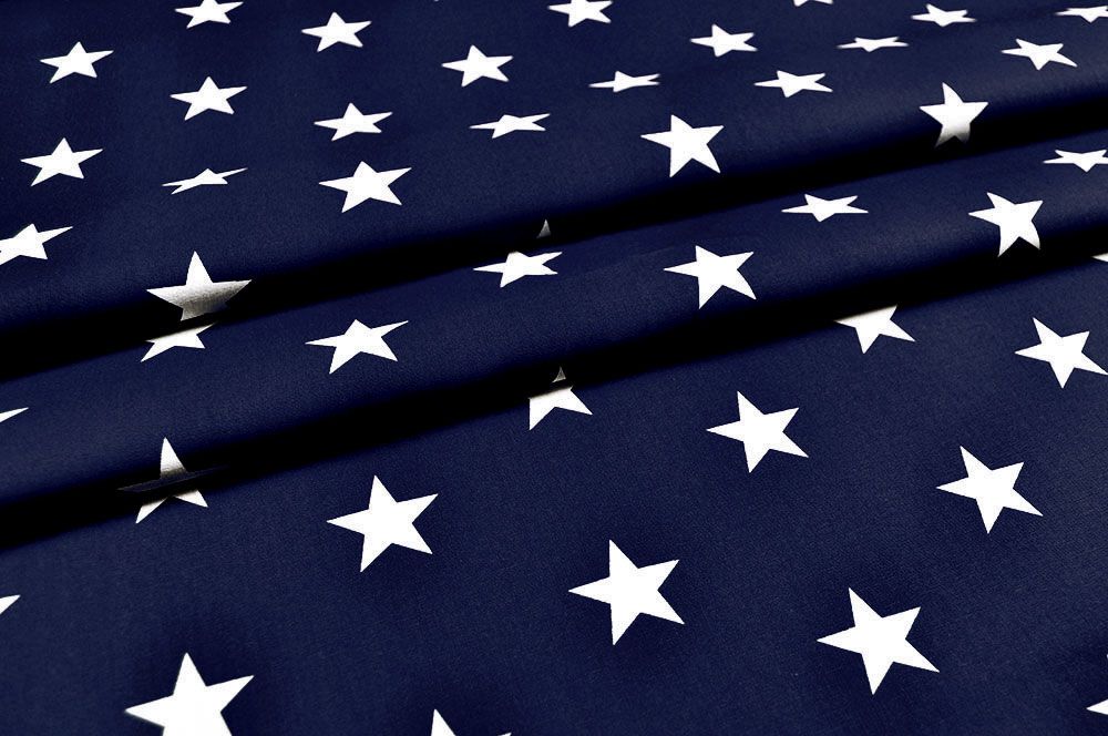 Patchwork-Stoff Léger - Big Stars - Nachtblau/Weiß 