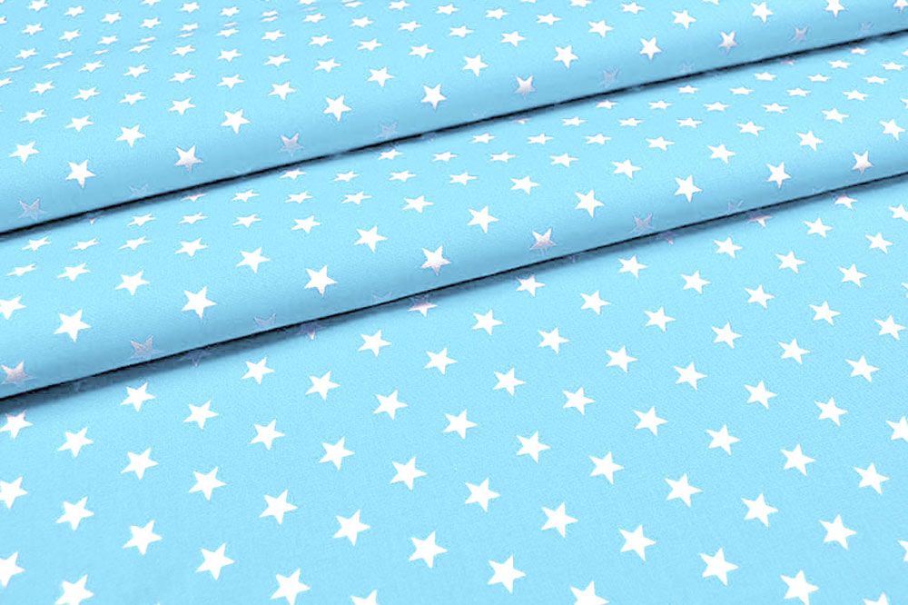 Baumwollstoff - Small Stars - Hellblau/Weiß 