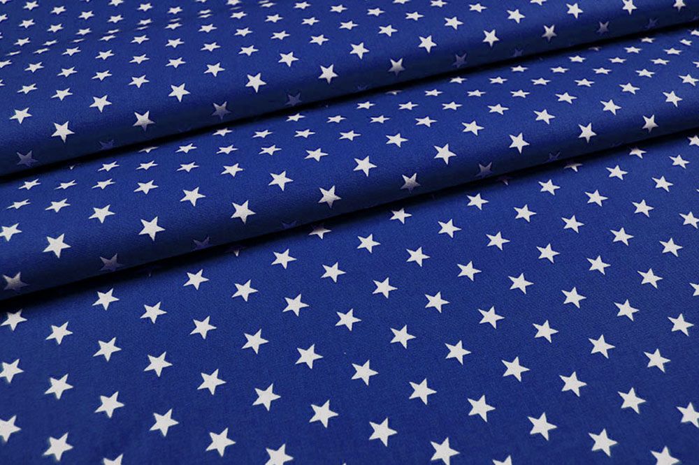 Patchwork-Stoff Léger - Small Stars - Royal/Weiß 