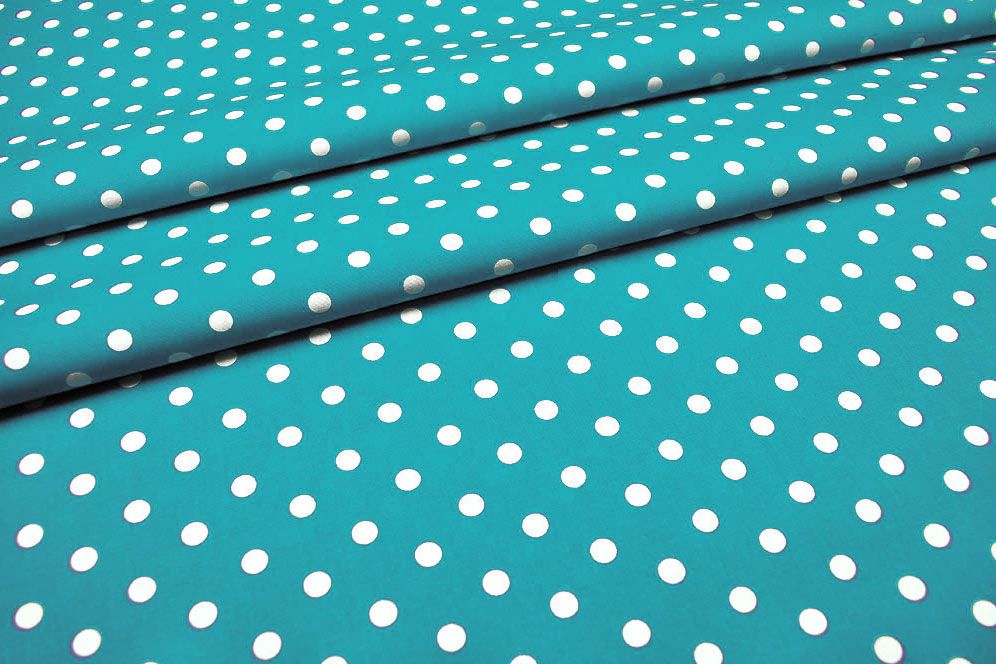 Patchwork-Stoff Léger - Big Dots - Petrol/Weiß 