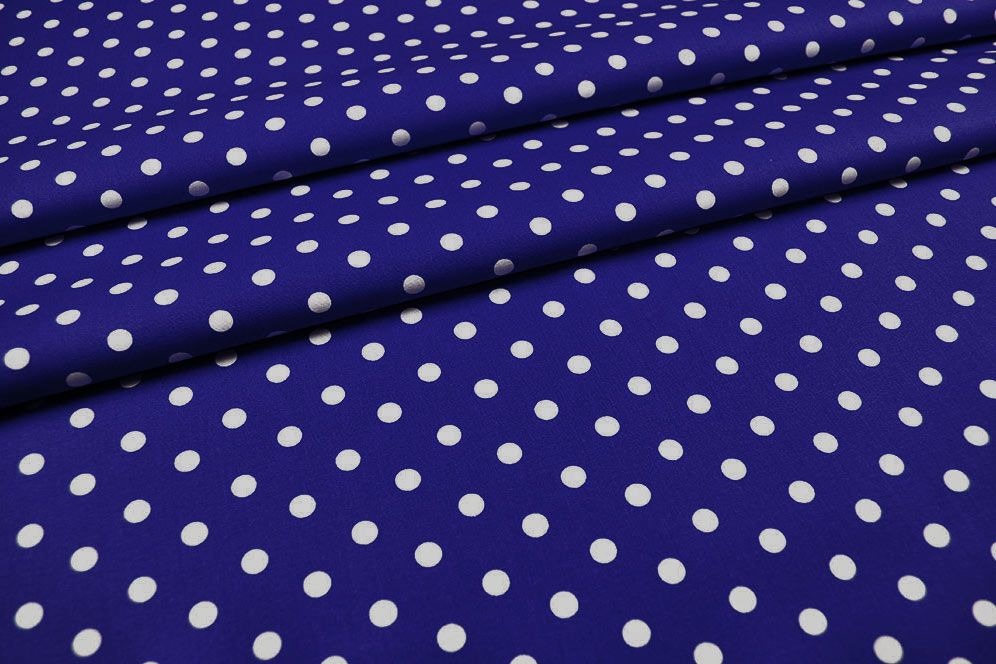 Patchwork-Stoff Léger - Big Dots - Royal/Weiß 