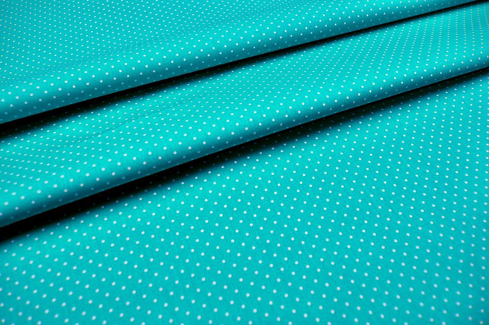 Patchwork-Stoff Léger - Small Dots - Petrol/Weiß 