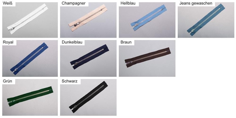 Metall-Reißverschluss nicht teilbar- silber - 14 cm 