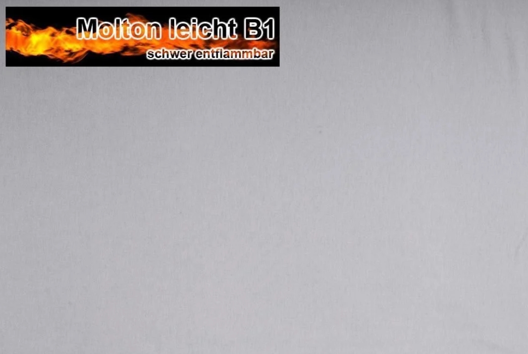 Fertig-Gardine linke Seite - Molton B1 - a: 112 x b: 80 cm - Hellgrau 