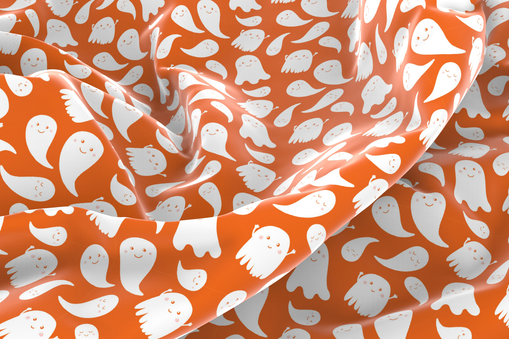 Satin - Kleine Geister Orange/Weiß