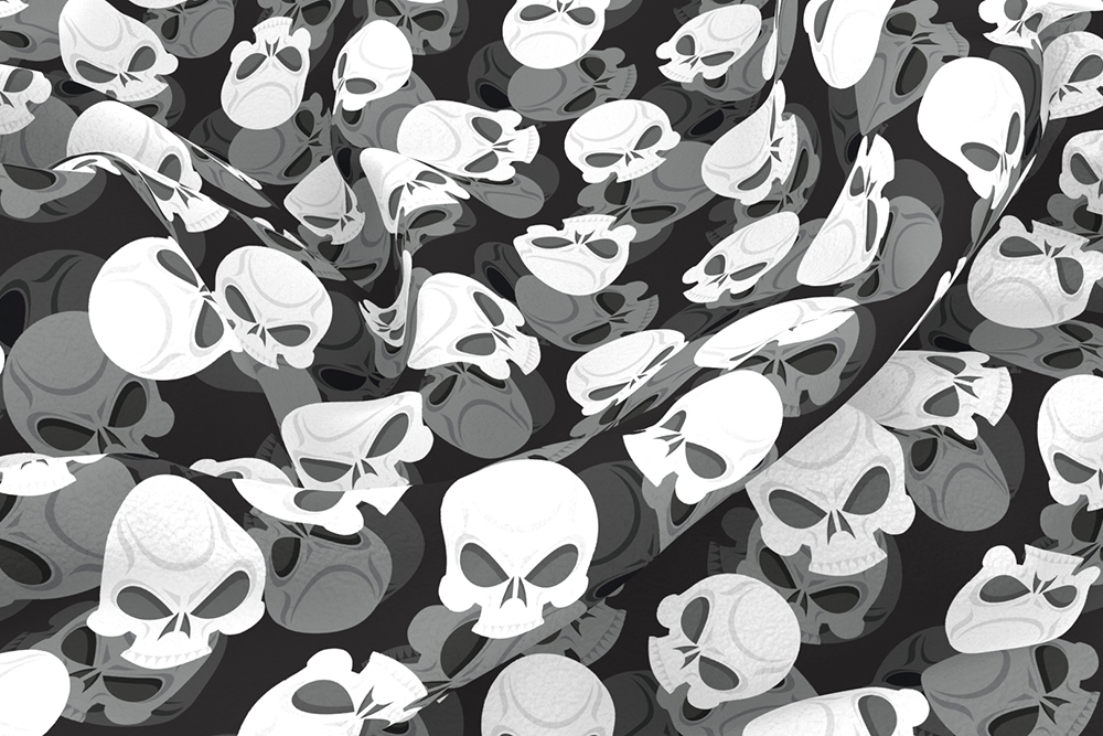 Polarfleece-Stoff - 3d-Totenköpfe 