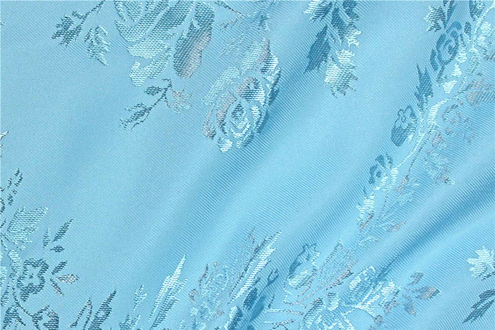 Satin-Jacquard - Rosen Hellblau