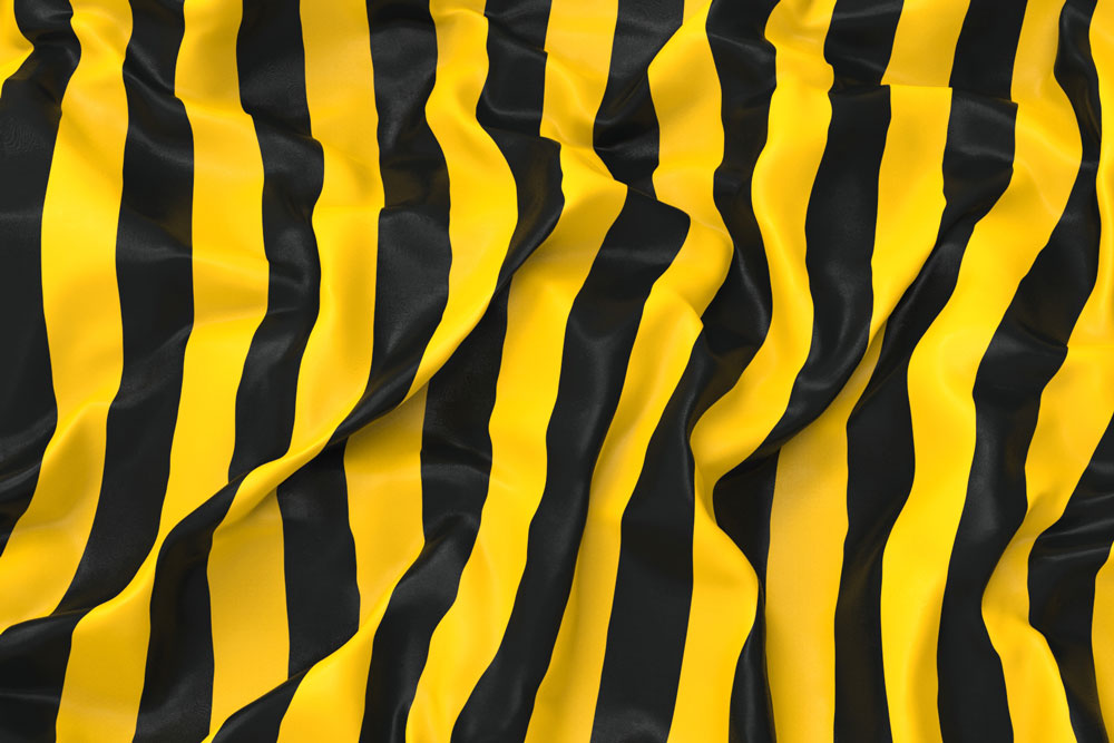 Satin - Blockstreifen - Schwarz/Gelb 