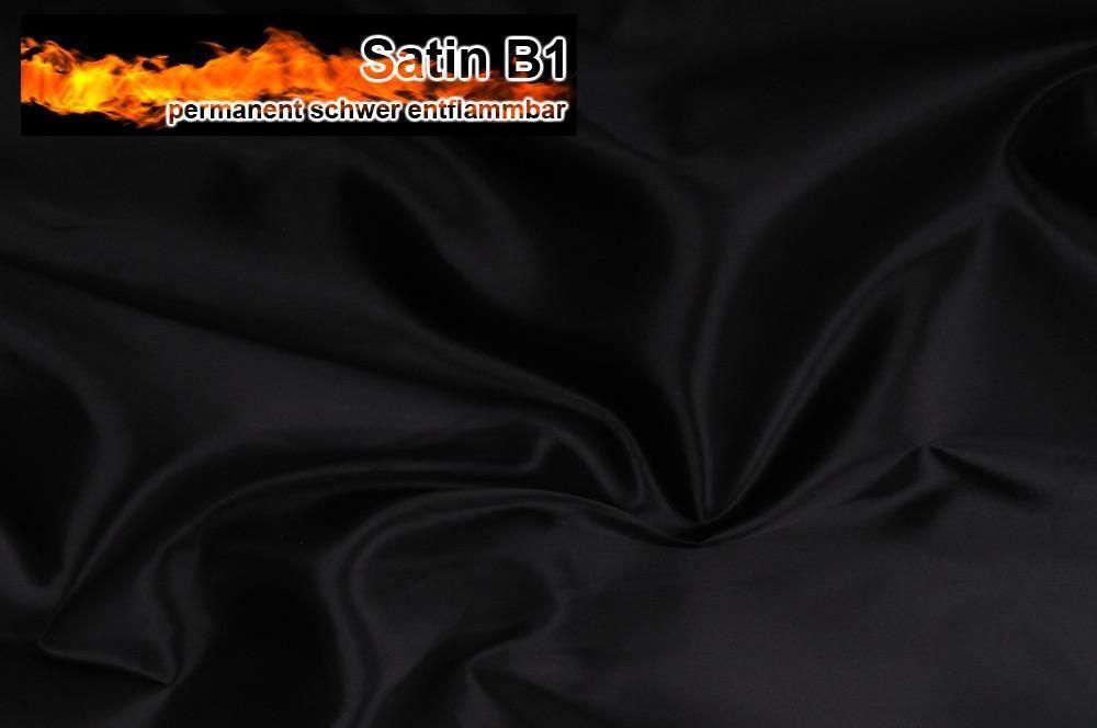 Satin - permanent schwer entflammbar B1 Schwarz