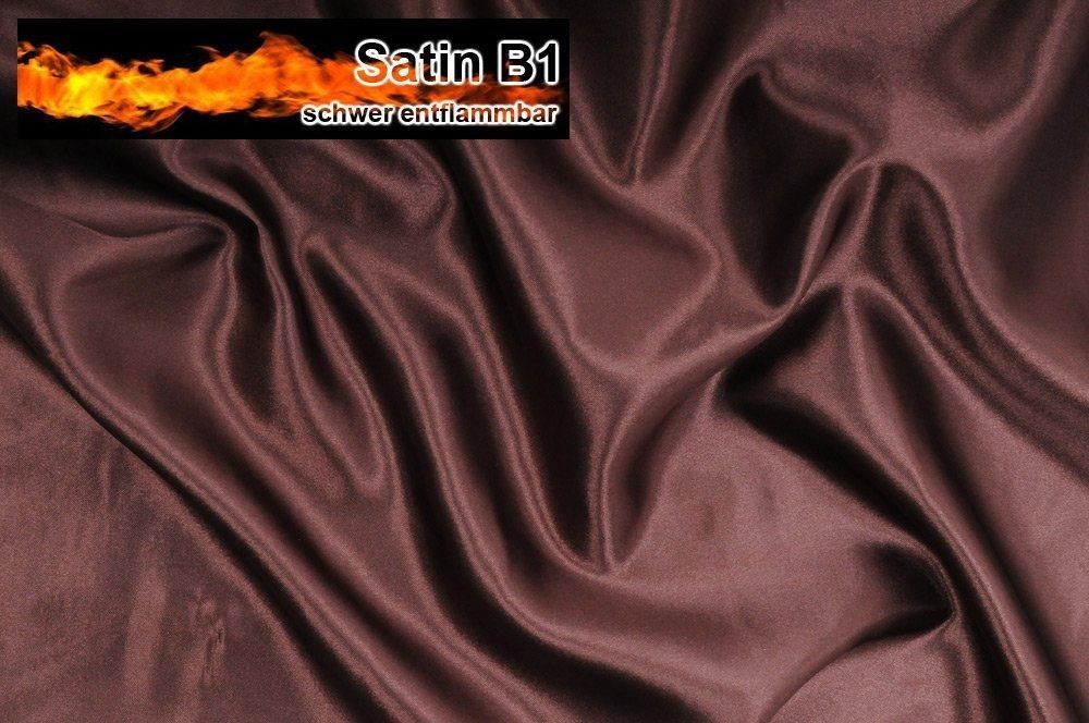 Satin B1 - schwer entflammbar - Braun - 2,0 Meter 