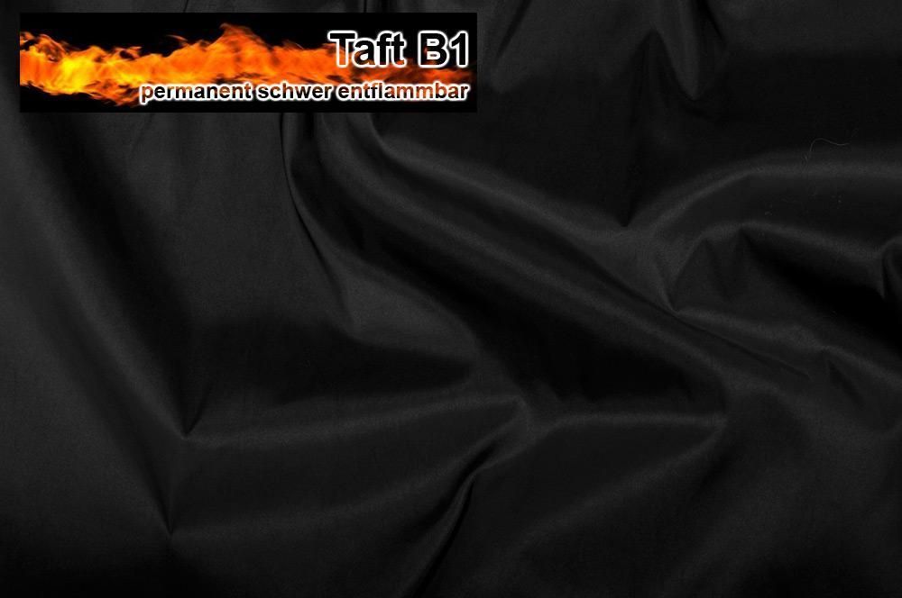 Taft - permanent schwer entflammbar B1 - Schwarz - 1,0 Meter Schwarz