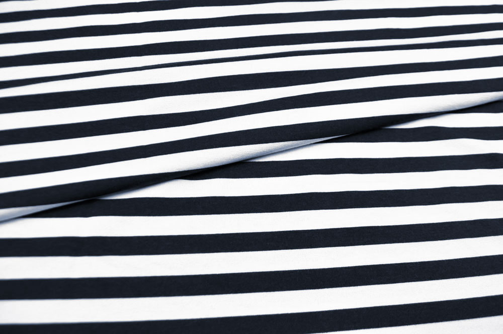 Viskosejersey - Querstreifen - Navy/Weiß 