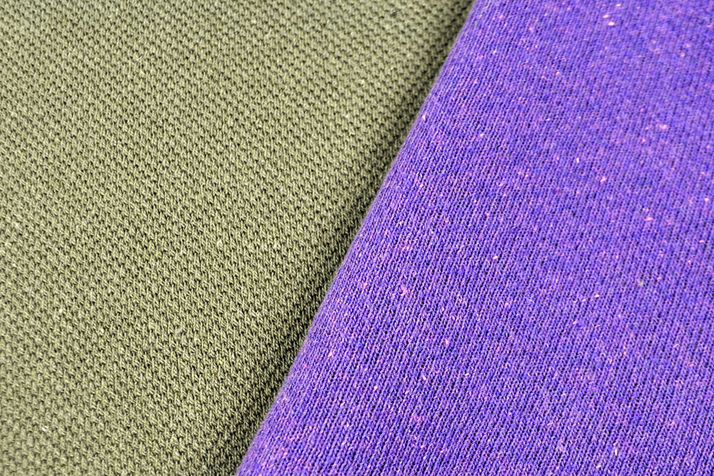 Strickstoff Doubleface - Army Grey/Lila 