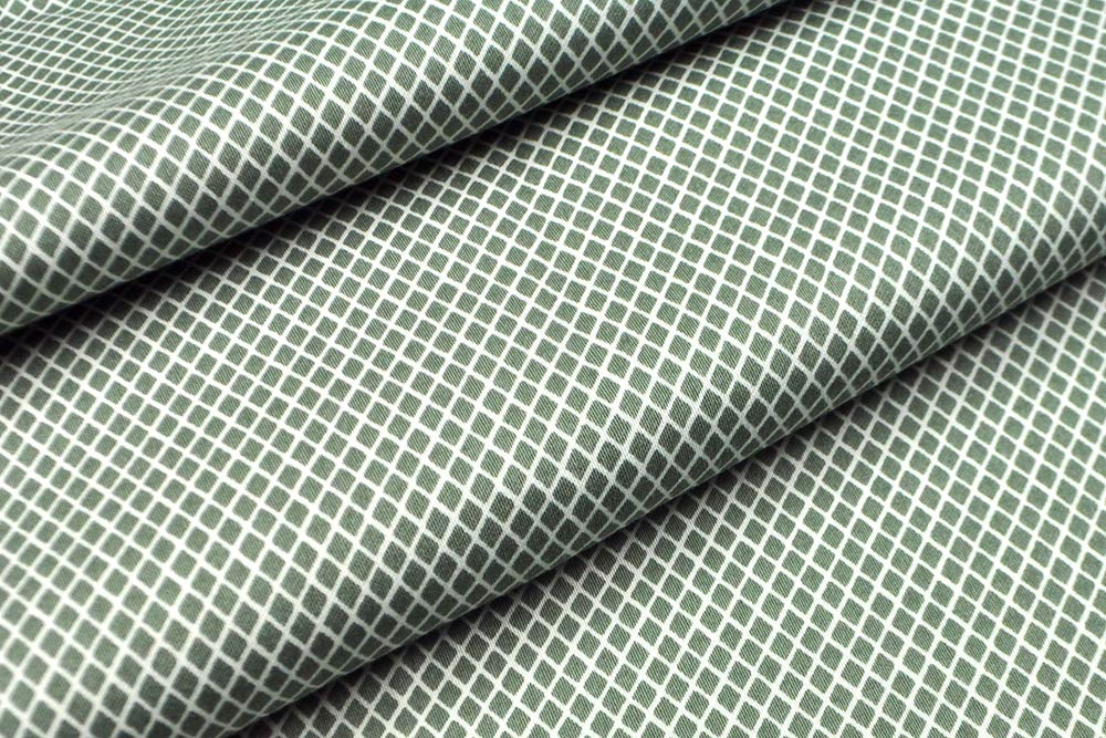 Baumwoll-Stretch - Mini Mini Rauten - Weiß/Grün 