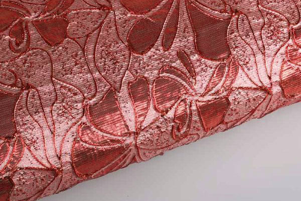 Brokat glänzend - Blumen - Rot 